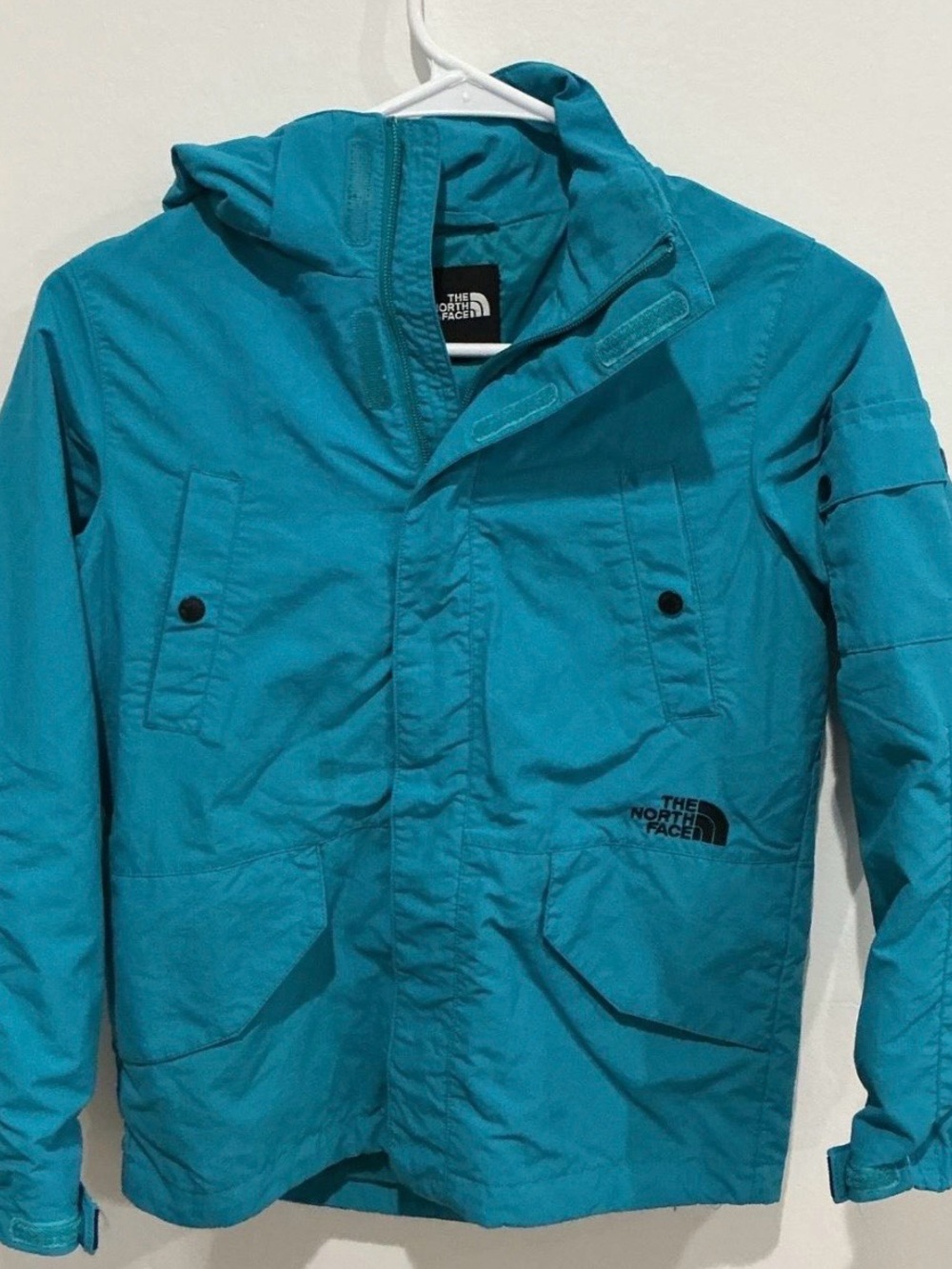 The North Face Kids Teal Hooded Utility Field Jacket Korean Sz 140 9/10